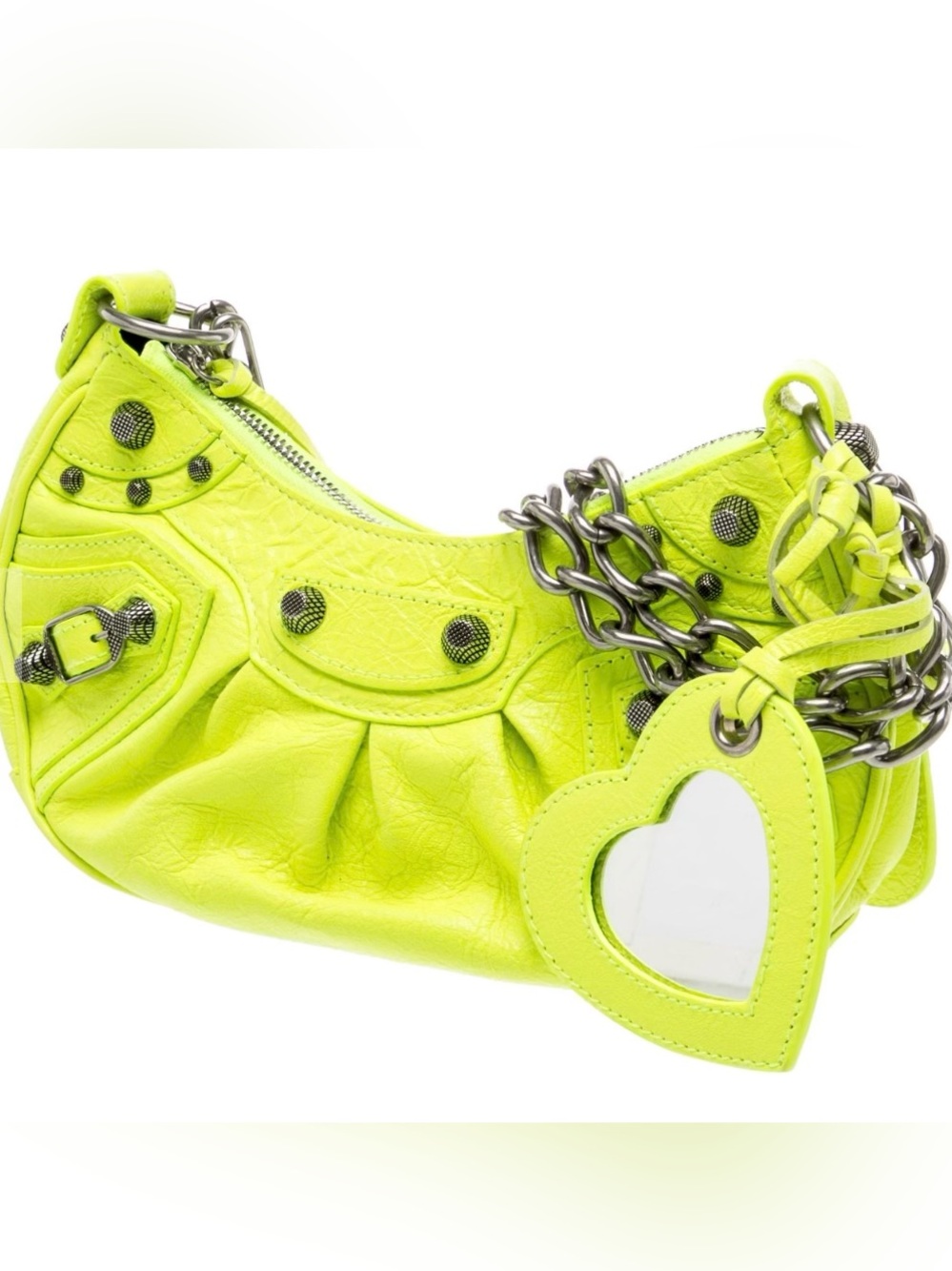 Balenciaga Leather Le Cagole Bag $2640 EUC Neon Yellow/Le Green